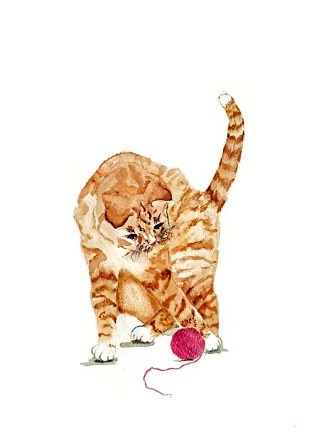 Kitten with Yarn Ball