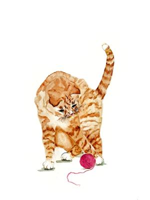 Kitten with Yarn Ball