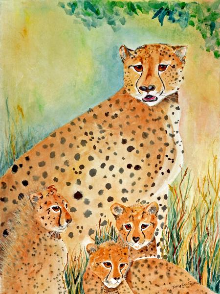 Cheetah Mother and Cubs