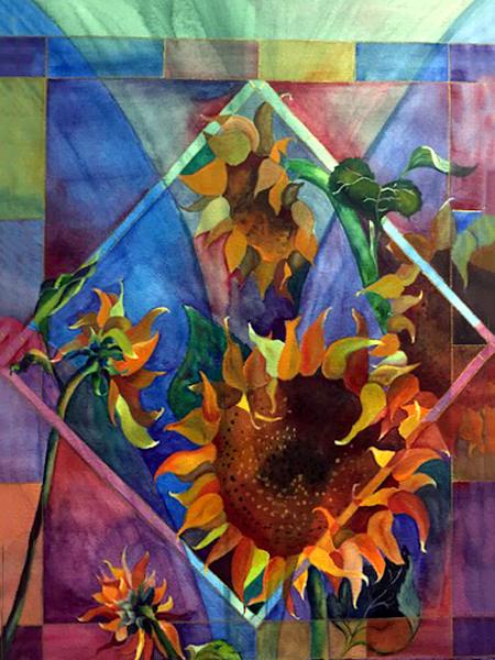 Sunflowers Under Glass