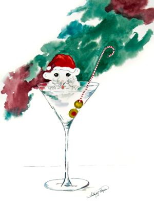 Christmas Mouse in Martini Glass